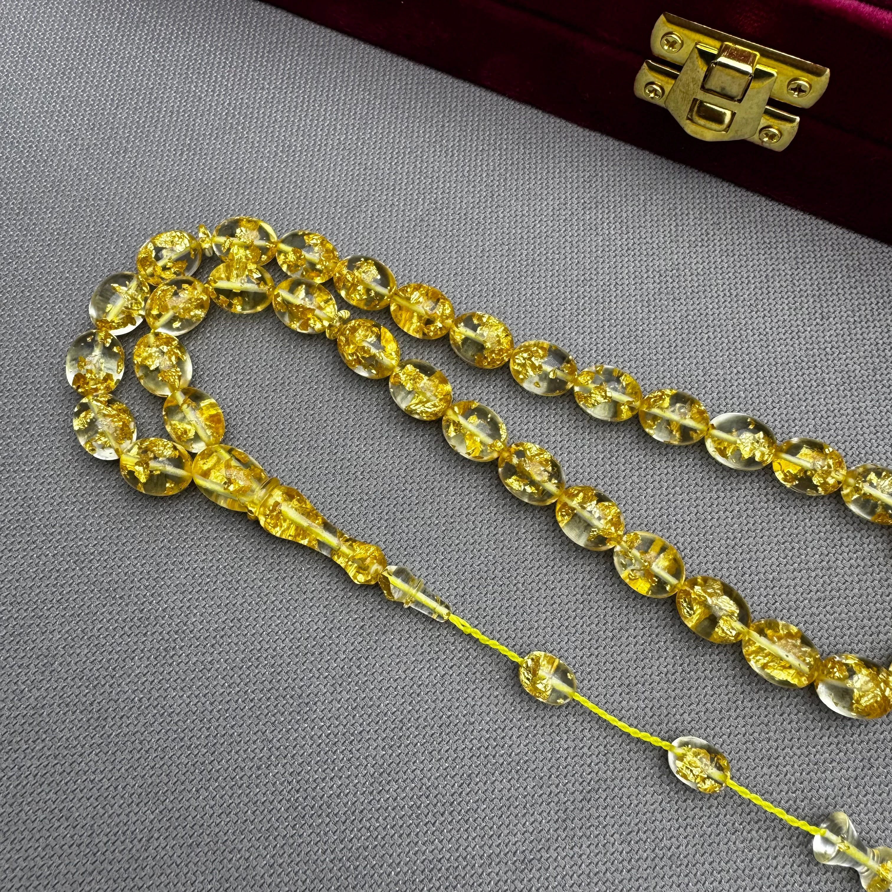 Muhammed ERDEN Usta İşçilikli Altın Parçacıklı Sertifikalı Uçak Camı Tespih